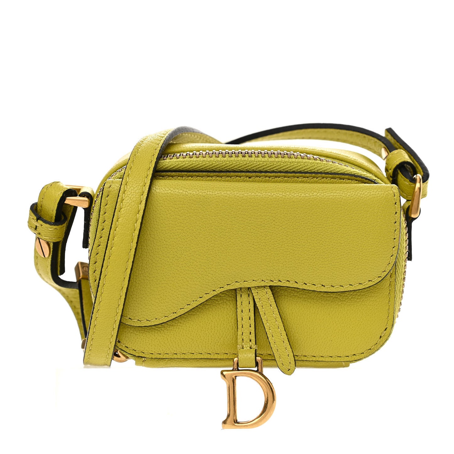 Goatskin Mini Saddle Shoulder Strap Pouch Lime