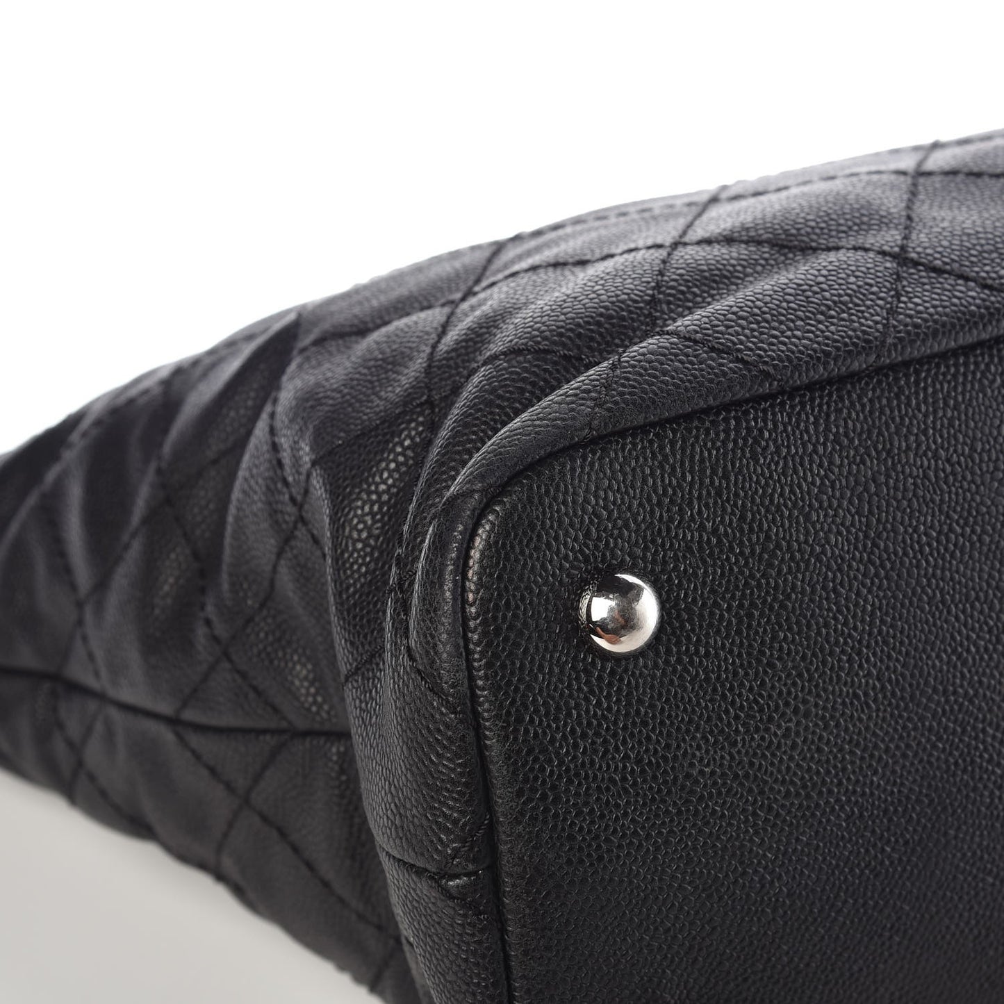 Grained Calfskin Quilted Small Daily Shopping Tote Black