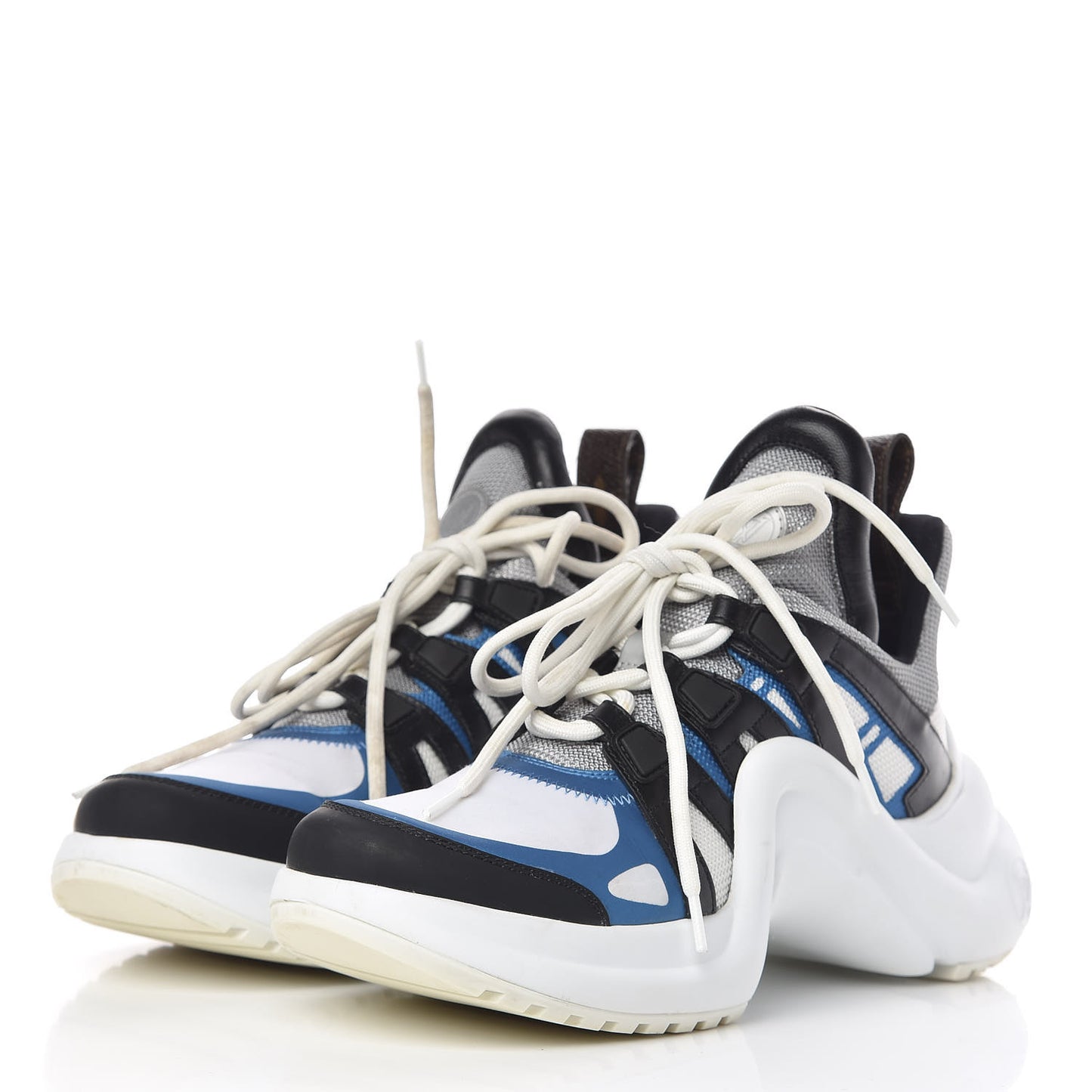 Calfskin Technical Nylon LV Archlight Sneakers 38 Blue Black Gris