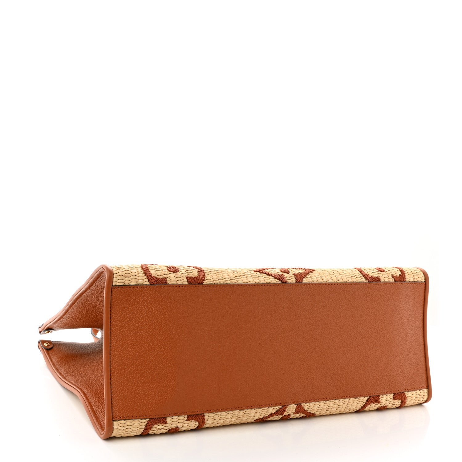Louis Vuitton Raffia Calfskin Monogram Giant Onthego GM Tan 4 of 9