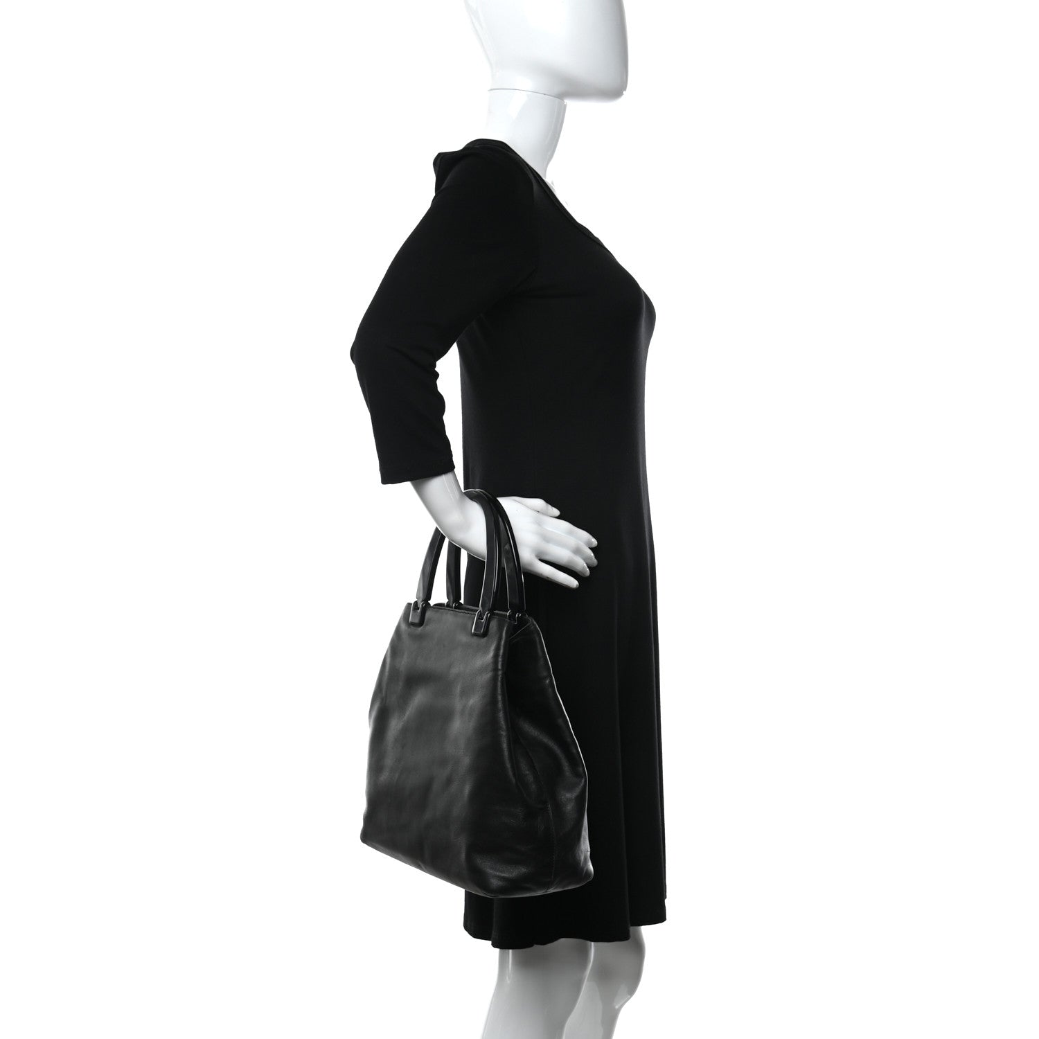 Prada Soft Calfskin Top Handle Tote Black 2 of 13