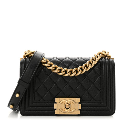 Caviar Quilted Small Boy Flap Black