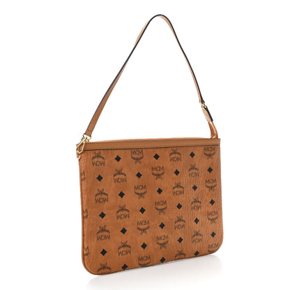 MCM Visetos Liz Shopper Tote Pouch Cognac 3 of 9