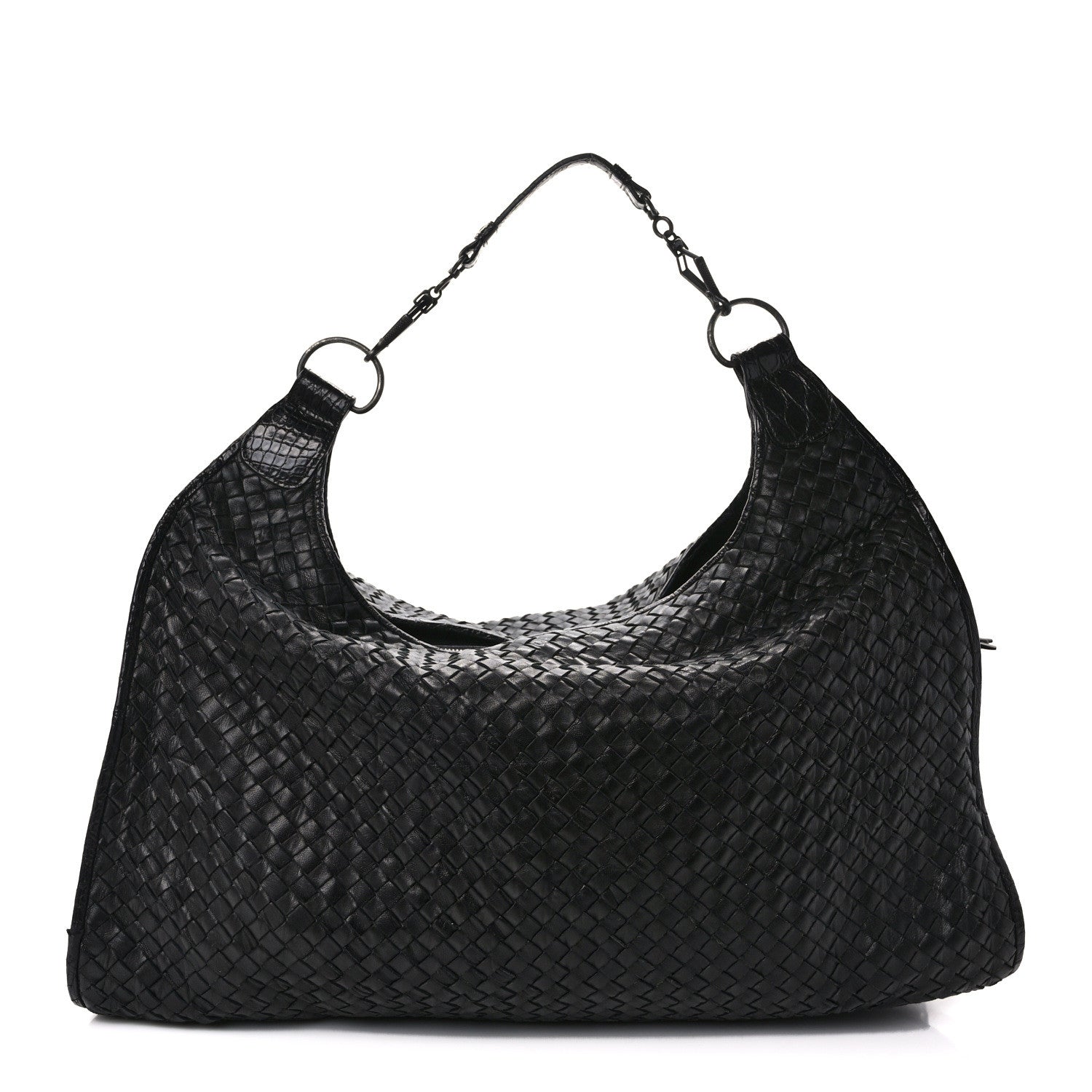 Bottega Veneta Nappa Intrecciato Alligator Hobo Black 1 of 15