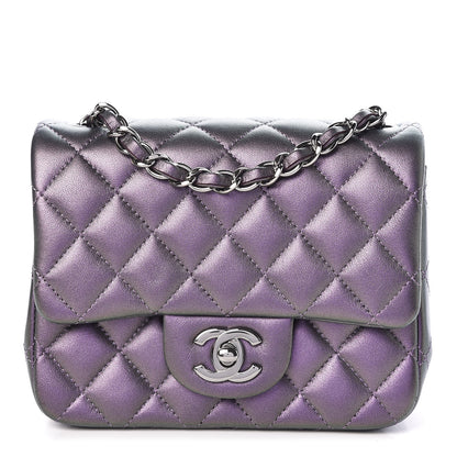 Chanel Iridescent Lambskin Quilted Mini Square Flap Dark Purple 1 of 10