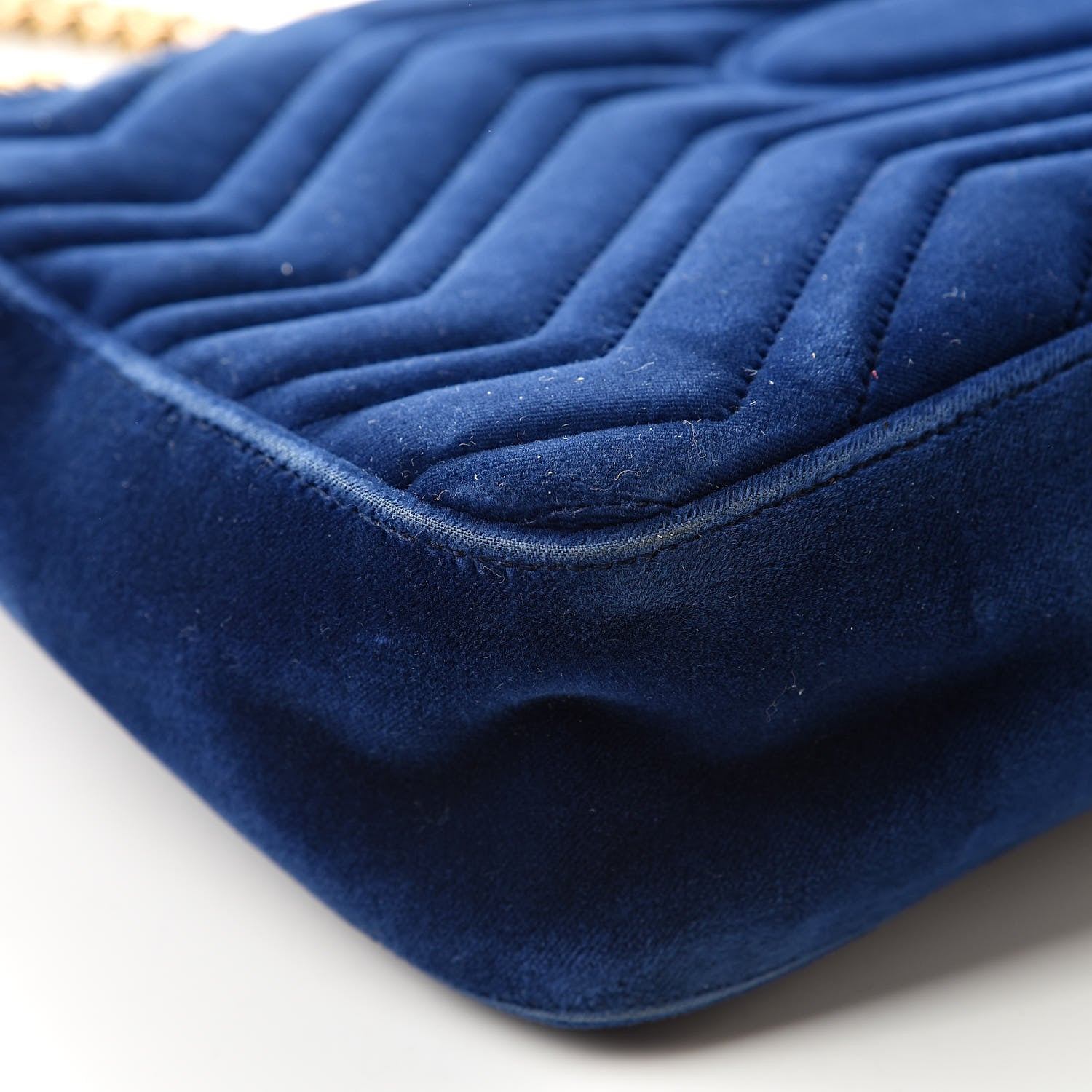 Gucci Velvet Matelasse Medium GG Marmont Shoulder Bag Cobalt Blue 12 of 23