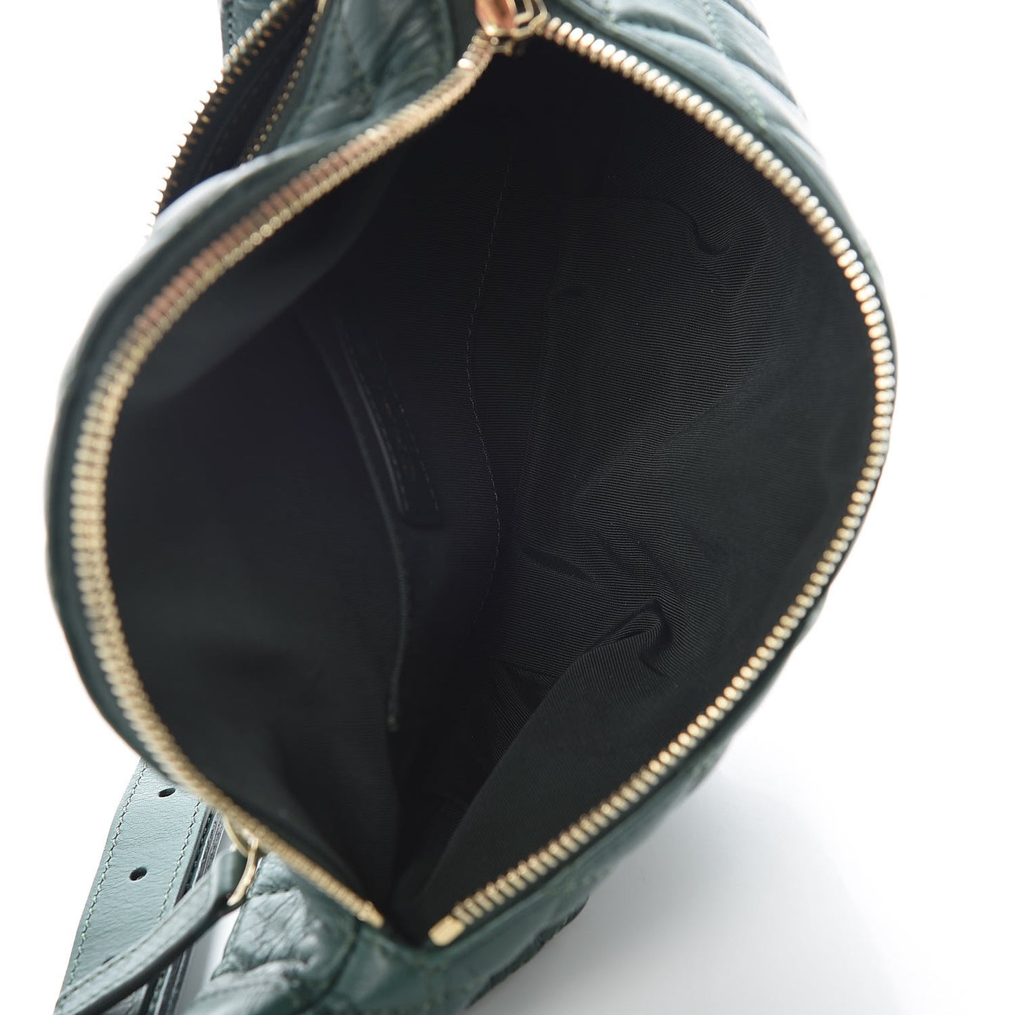 Calfskin Quilted Banane Waist Bag Fanny Pack Dark Green