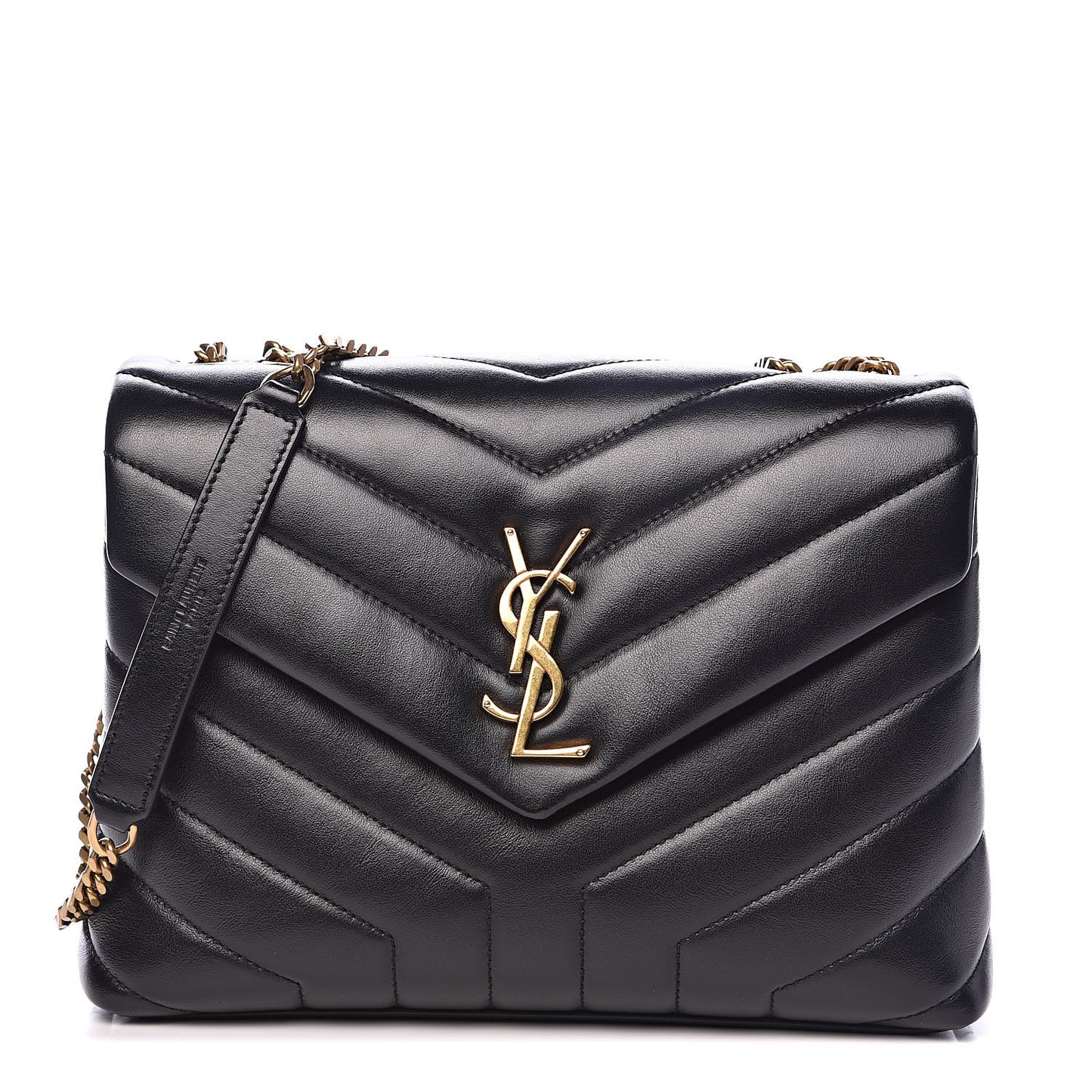 Calfskin Y Quilted Monogram Small Loulou Chain Satchel Black
