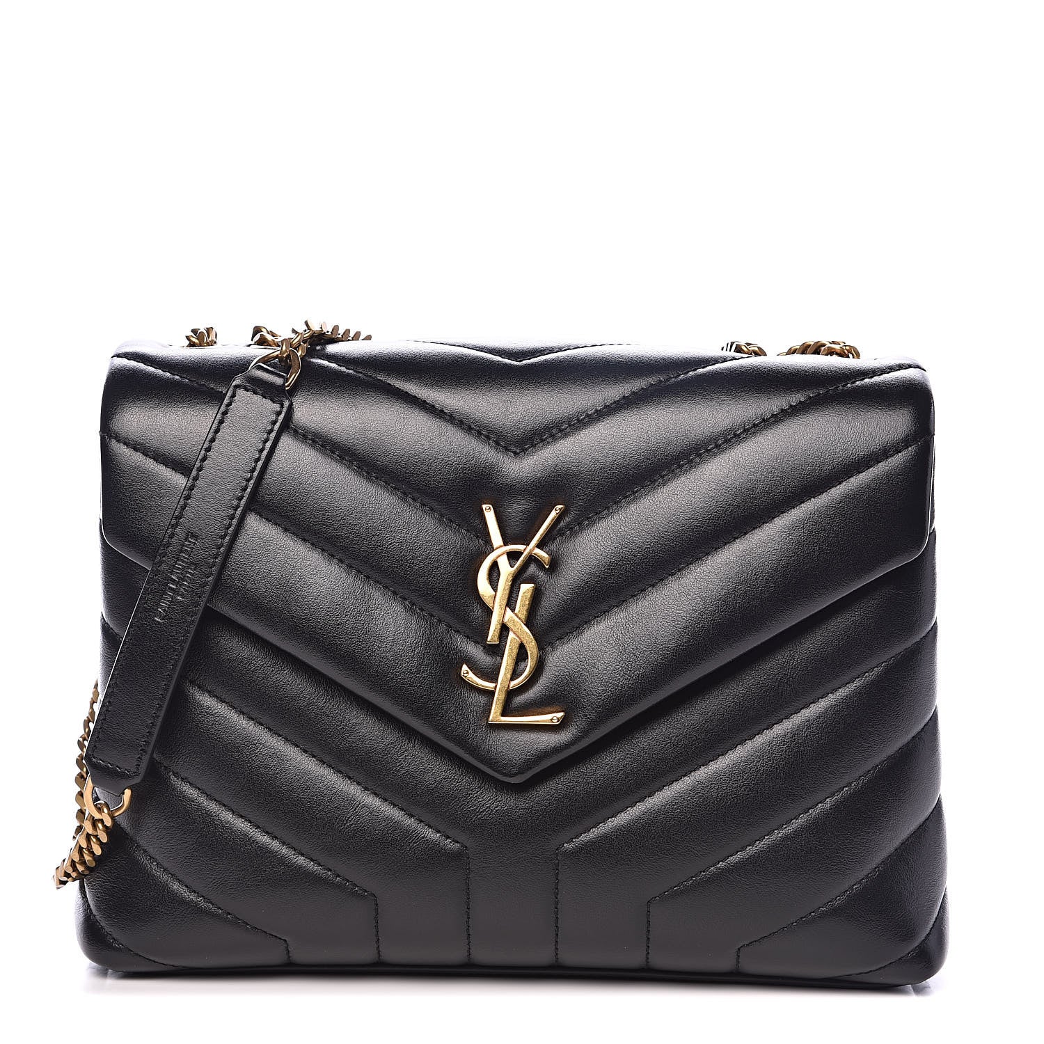 Saint Laurent Calfskin Y Quilted Monogram Small Loulou Chain Satchel Black 1 of 10