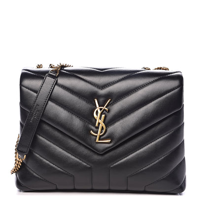 Saint Laurent Calfskin Y Quilted Monogram Small Loulou Chain Satchel Black 1 of 10
