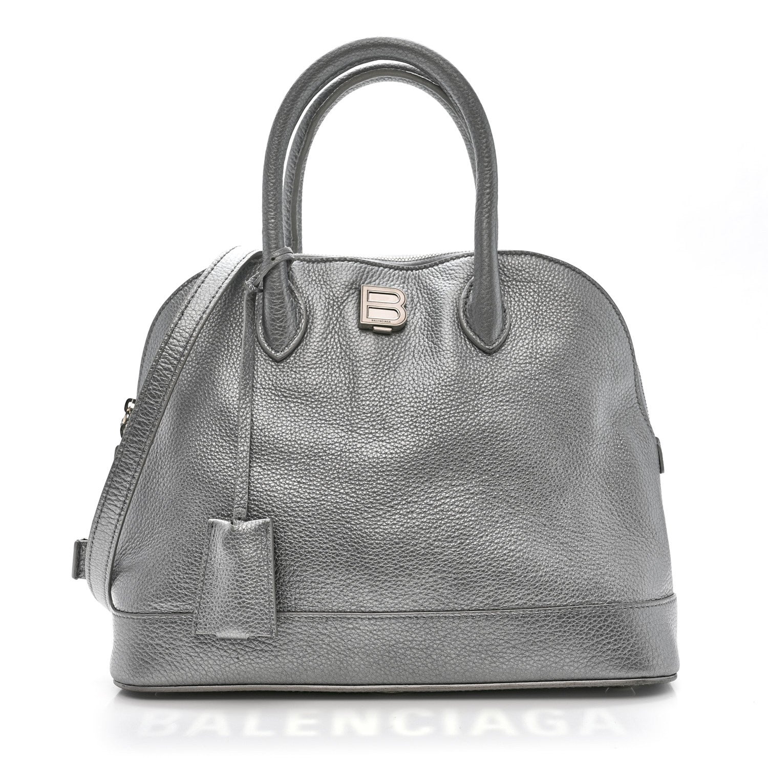 Balenciaga Metallic Calfskin LED Logo Projector Top Handle Bag Silver 1 of 17