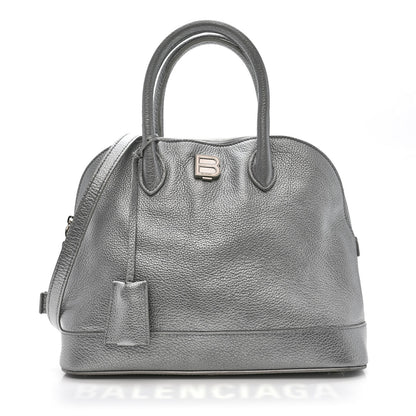 Balenciaga Metallic Calfskin LED Logo Projector Top Handle Bag Silver 1 of 17
