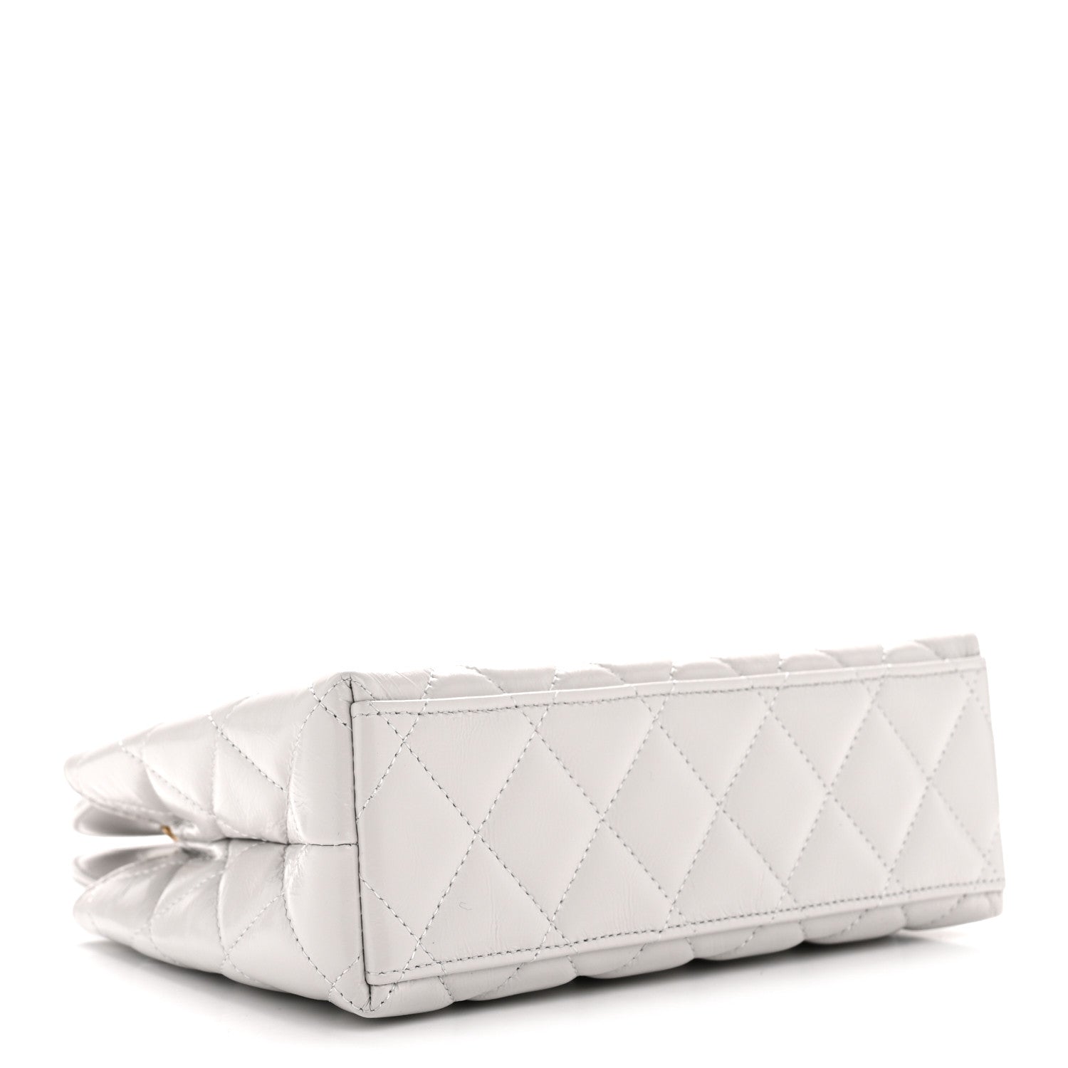 Chanel Shiny Aged Calfskin Quilted Nano Kelly Shopper Light Grey 4 of 10