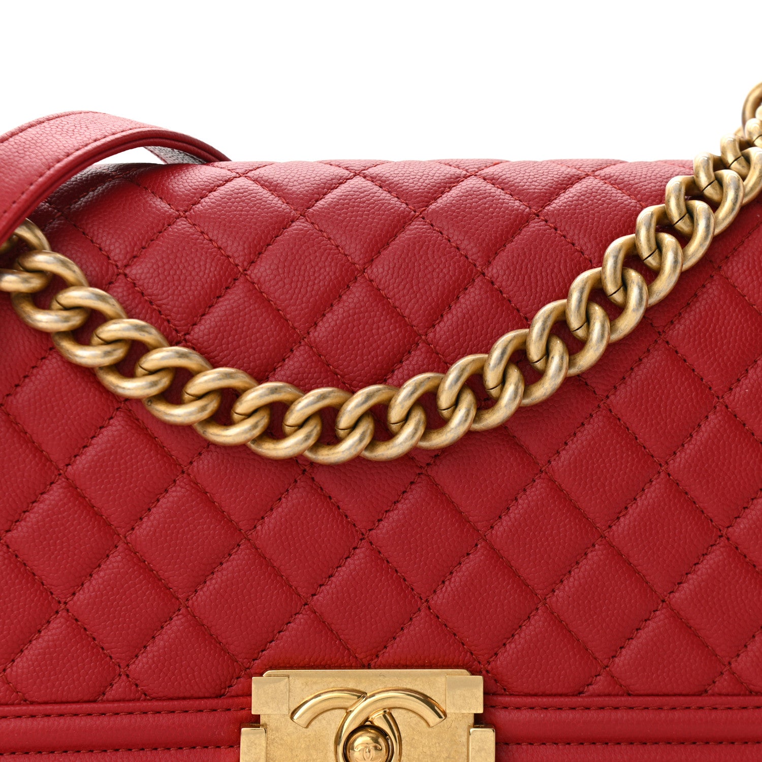 Chanel Caviar Quilted Medium Boy Flap Red 8 of 11