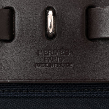 Hermes Toile Vache Hunter Herbag Zip PM Bleu Marine Ebene 7 of 12