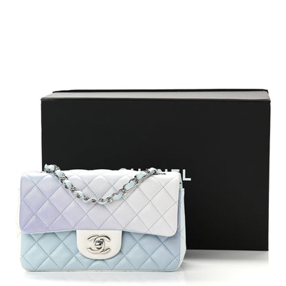 Chanel Perforated Lambskin Quilted Mini Rectangular Flap Light Blue Light Purple White 11 of 11