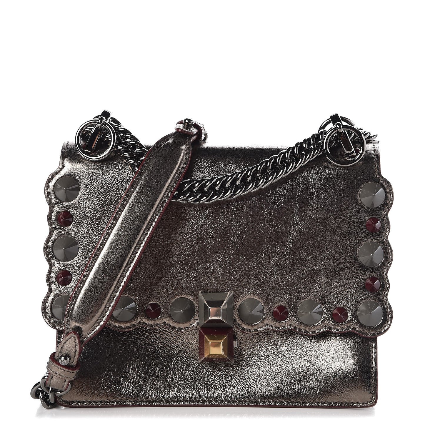 Vitello Catalan Mirror Scalloped Multi Studded Small Kan I Shoulder Bag Bronze