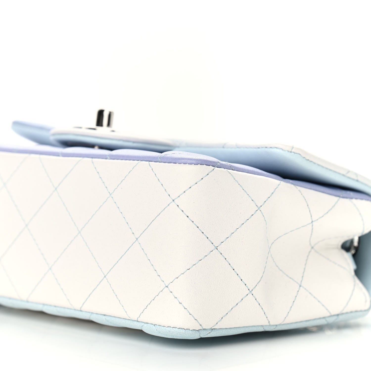Chanel Perforated Lambskin Quilted Mini Rectangular Flap Light Blue Light Purple White 9 of 9