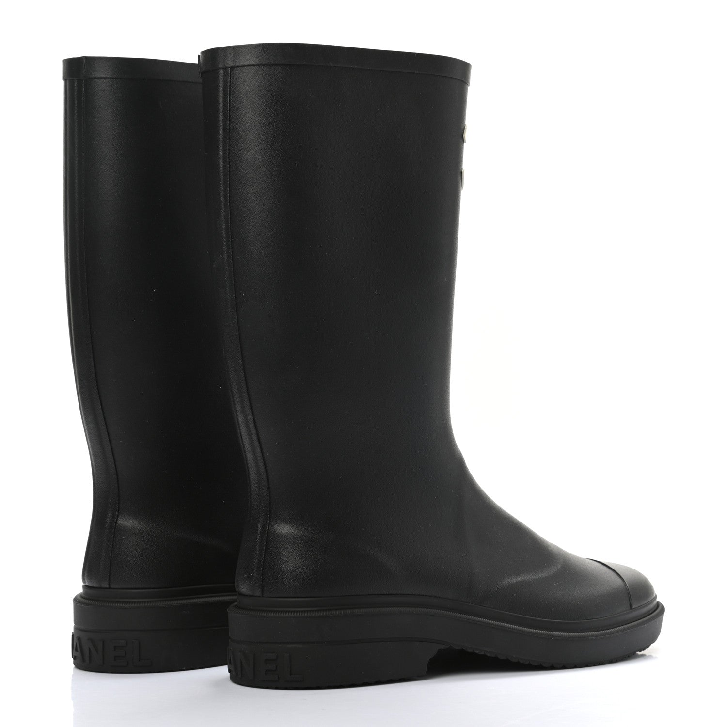 Chanel Caoutchouk CC High Boots 38 Black 4 of 8