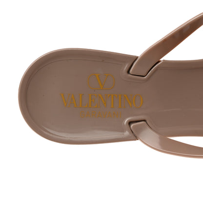 Valentino Garavani PVC Jelly Rockstud Bow Thong Sandals 40 Poudre 6 of 7