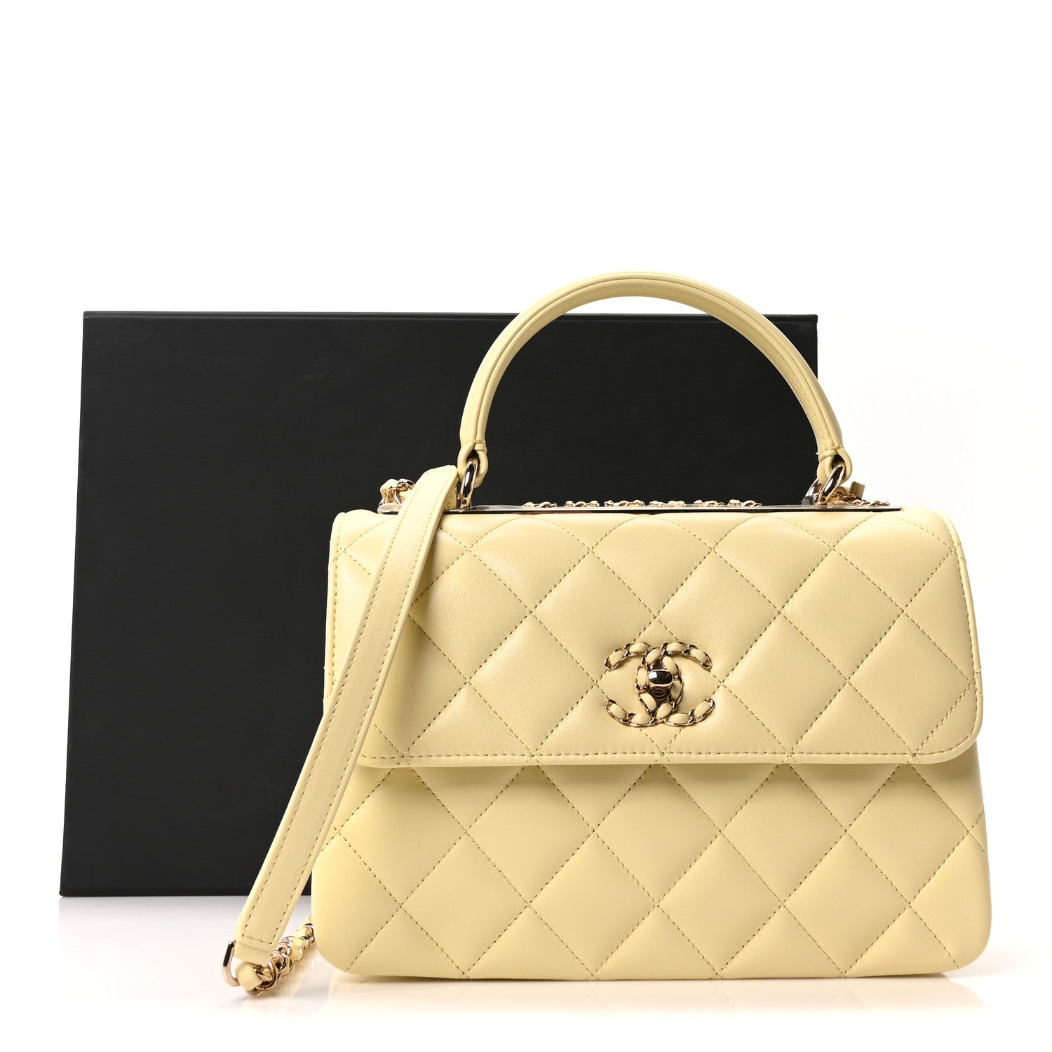 Chanel Lambskin Quilted Small Trendy Chain CC Dual Handle Flap Bag Yellow 21 of 21