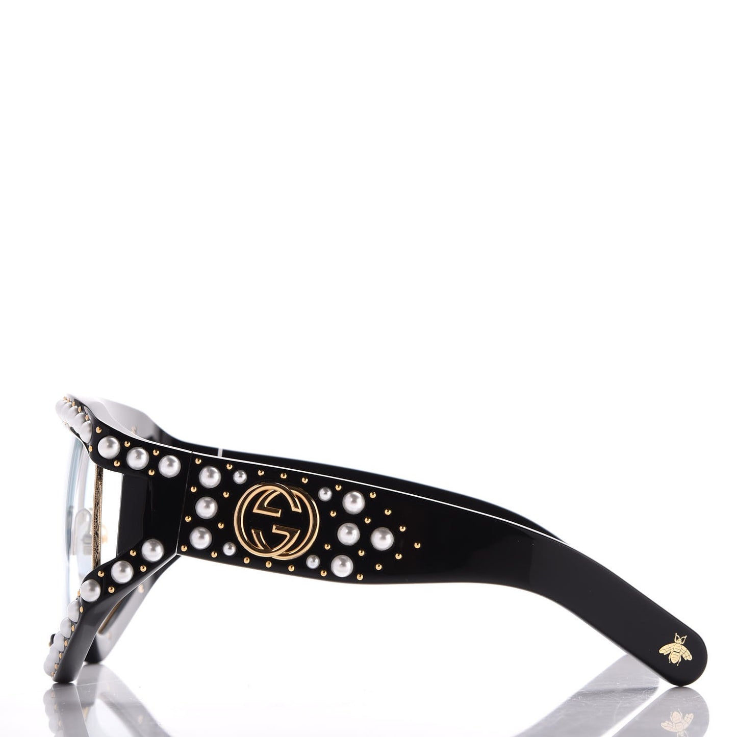 Acetate Pearl Rectangular Frame Sunglasses GG0234S Black