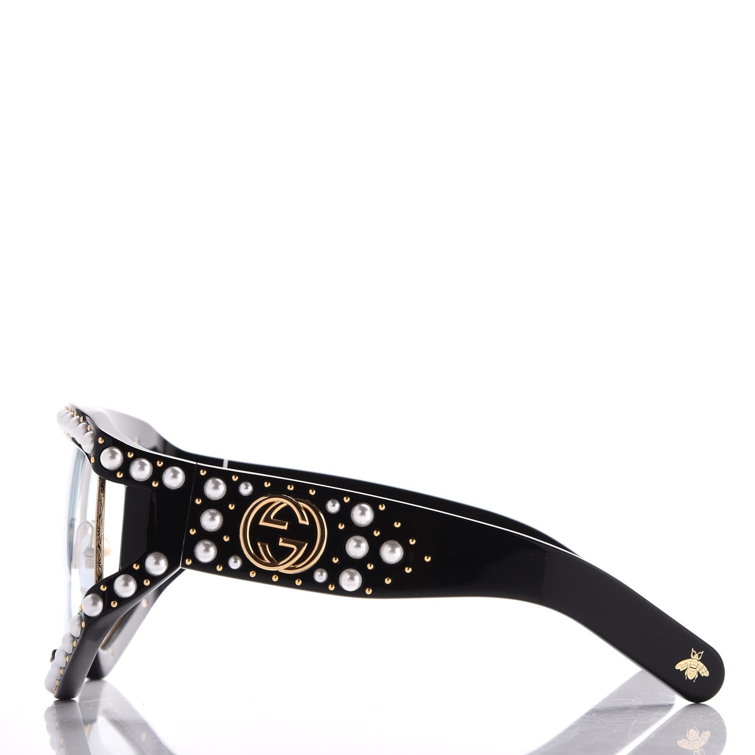 Gucci Acetate Pearl Rectangular Frame Sunglasses GG0234S Black 3 of 9