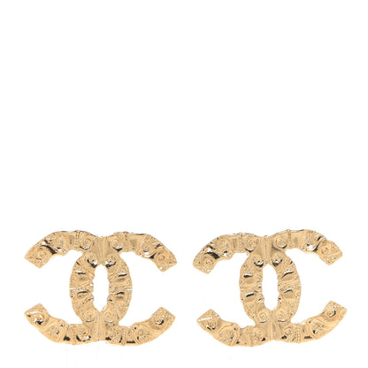 Chanel Metal Textured CC Earrings Gold 1 of 5
