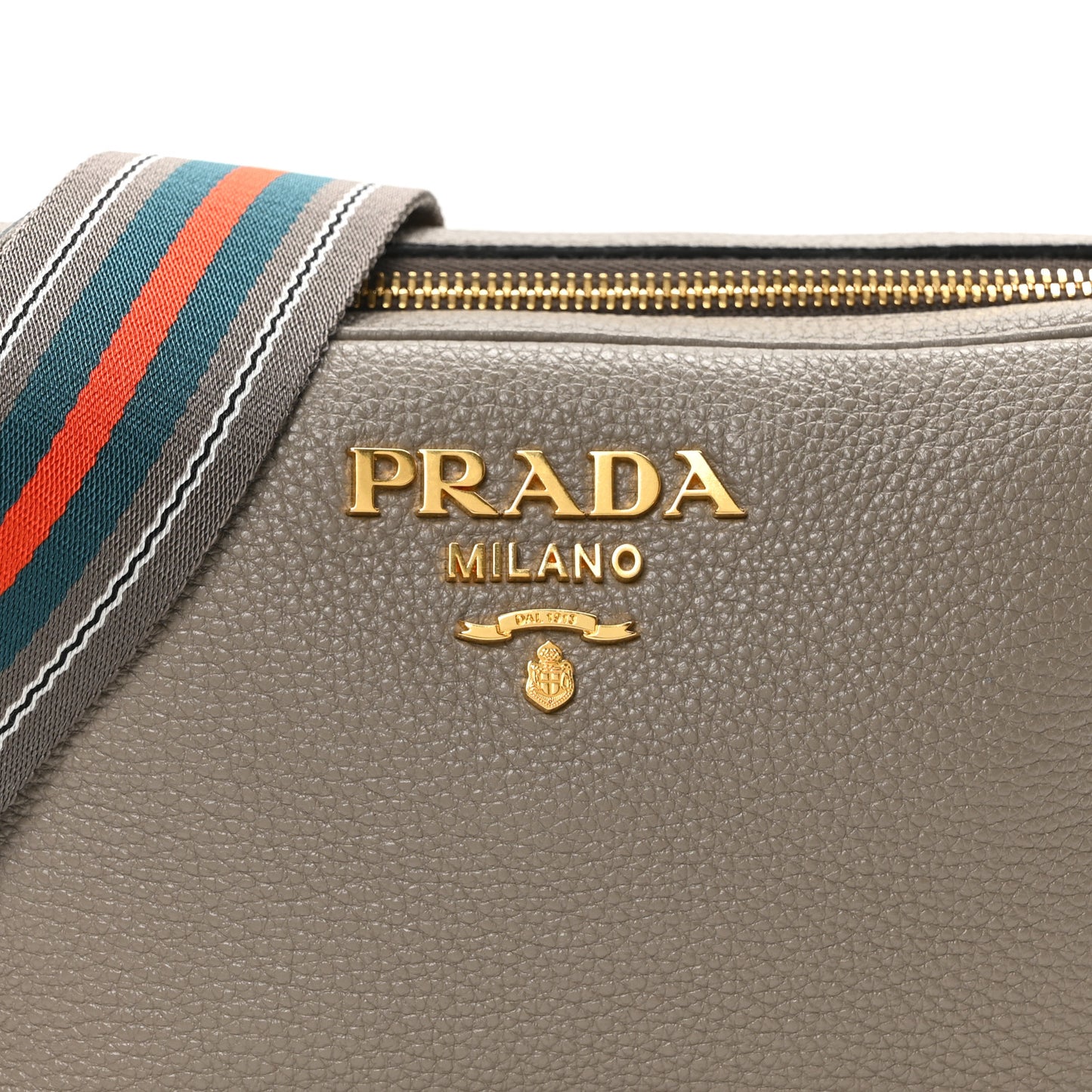 Vitello Daino Medium Double Zip Shoulder Bag Argilla