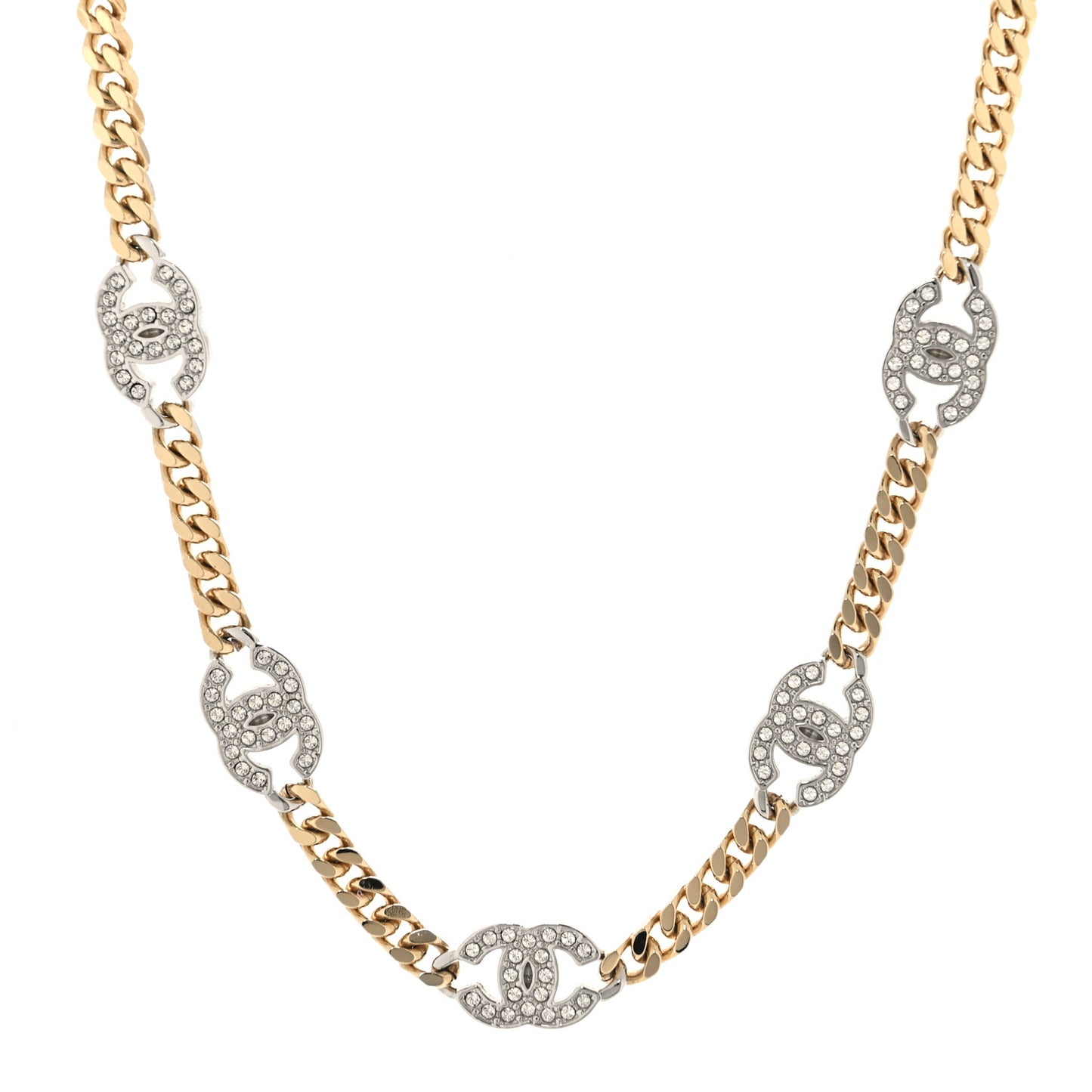 Crystal Chain CC Link Choker Gold Silver