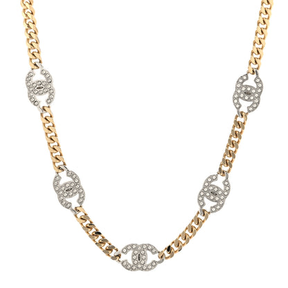 Chanel Crystal Chain CC Link Choker Gold Silver 1 of 4