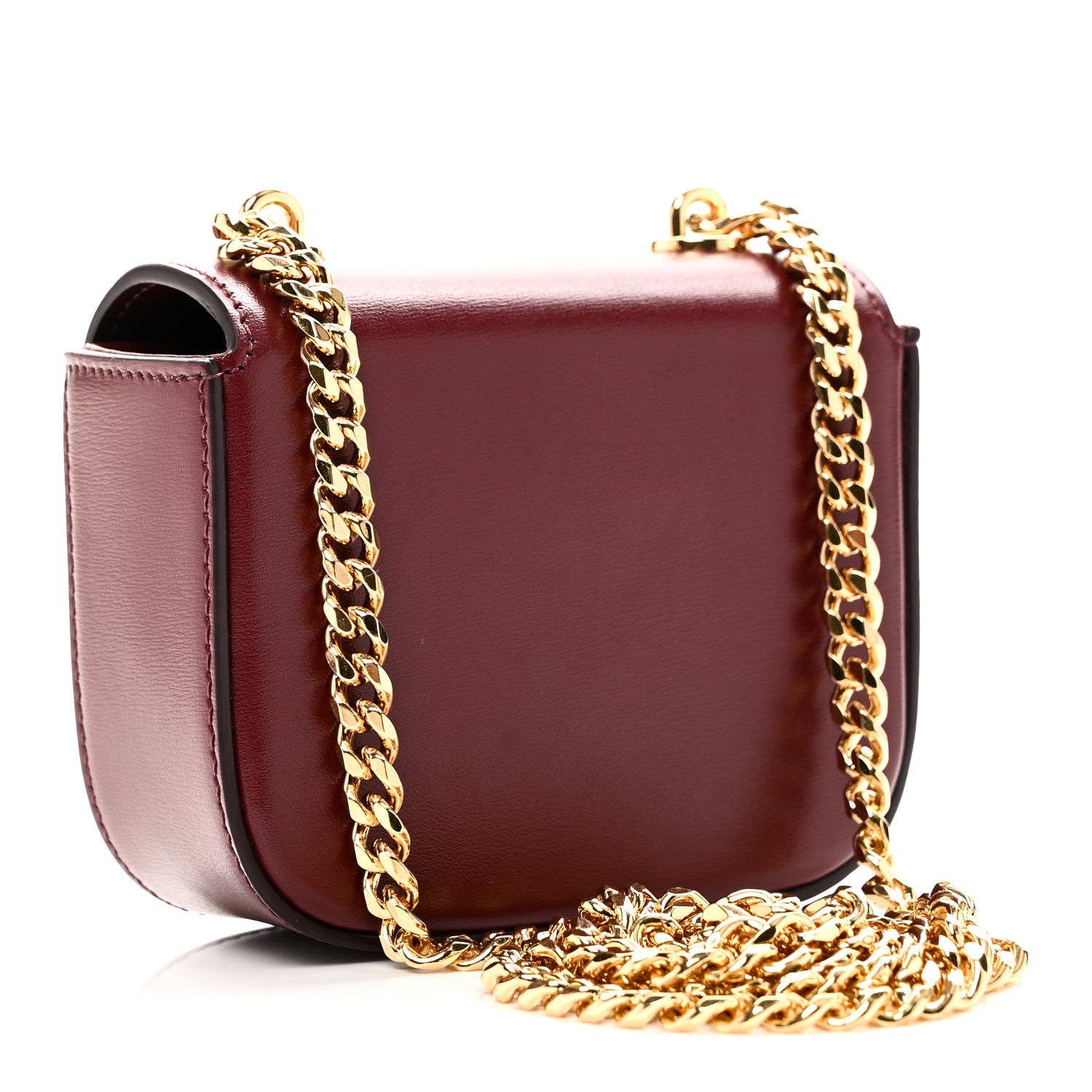 Celine Shiny Calfskin Mini Chain Claude Burgundy 3 of 10