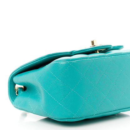 Chanel Caviar Quilted Mini Square Flap Turquoise 10 of 11
