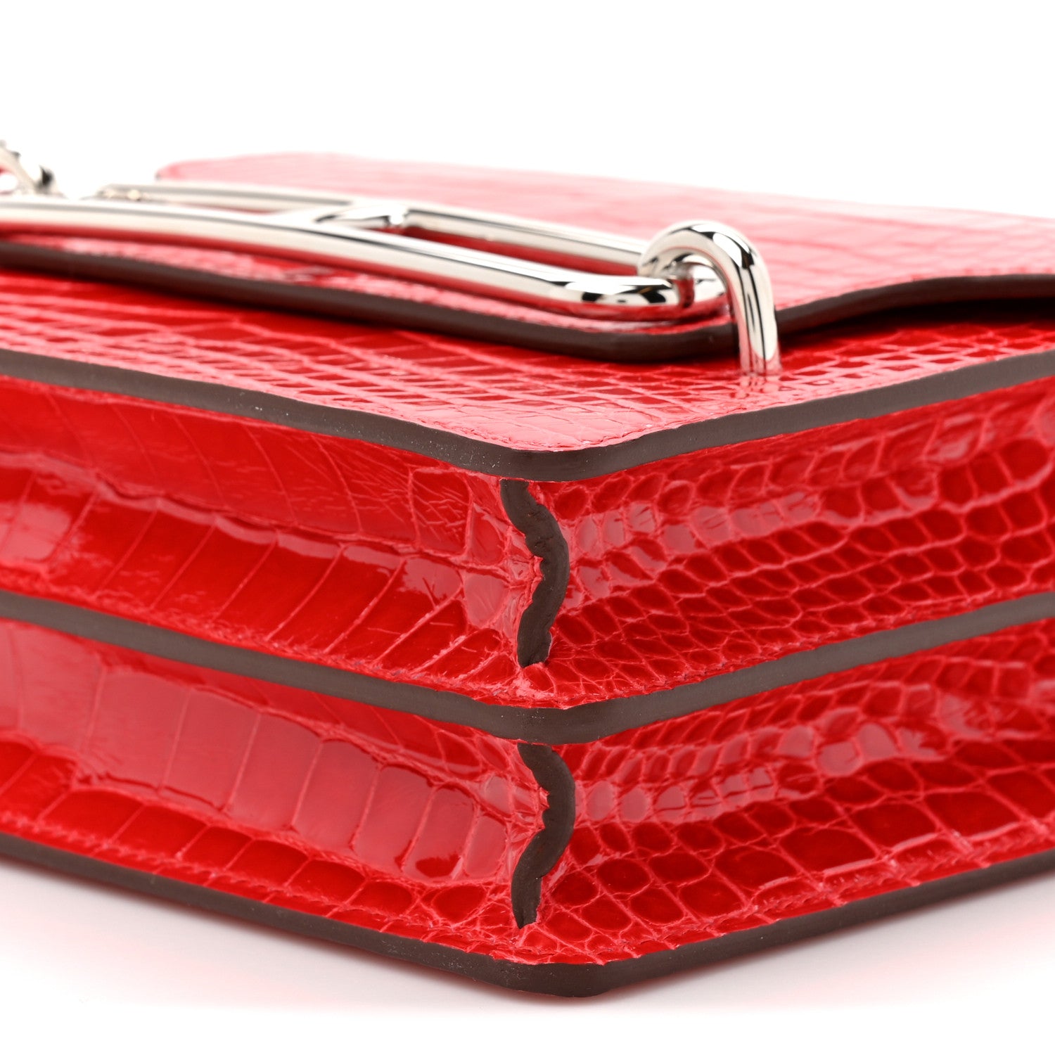 Hermes Shiny Alligator Mini Sac Roulis Bougainvillea 9 of 10
