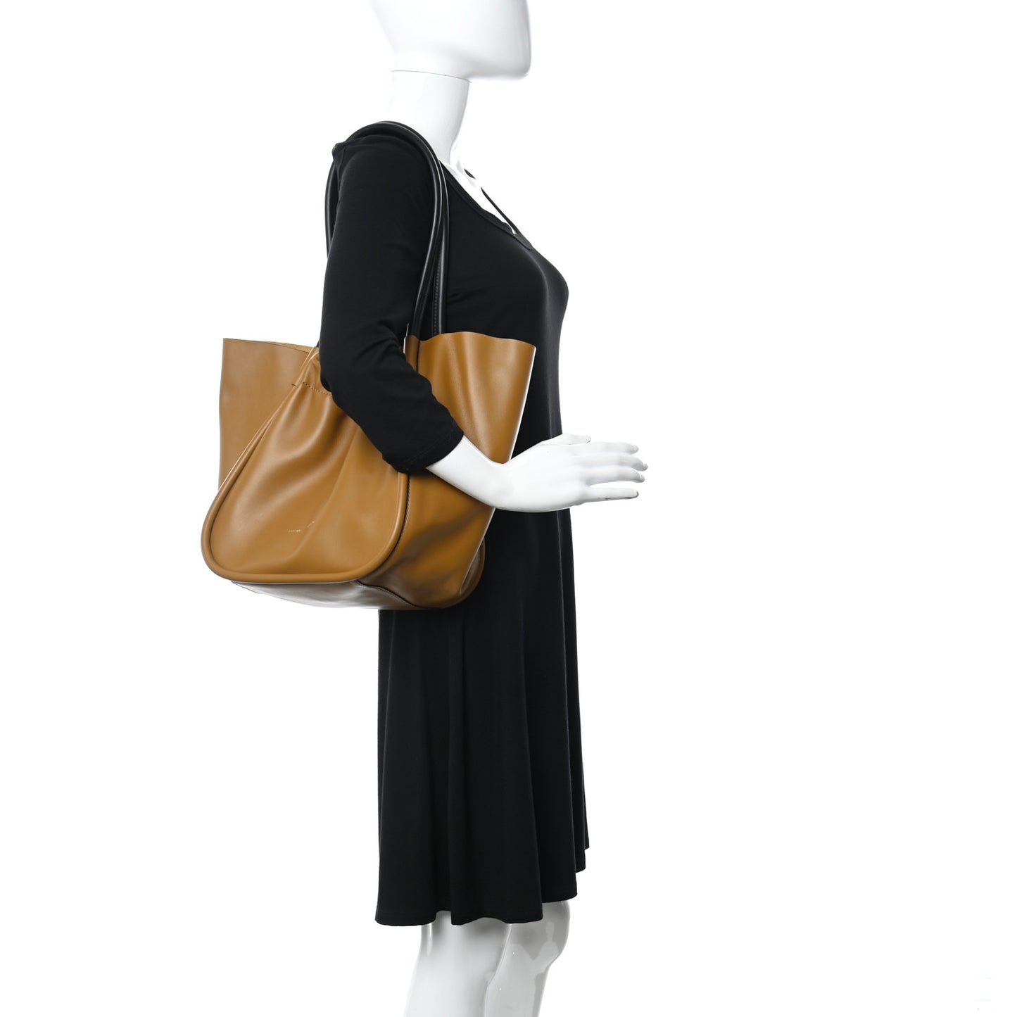 Calfskin Large Ruched Tote Tapenade