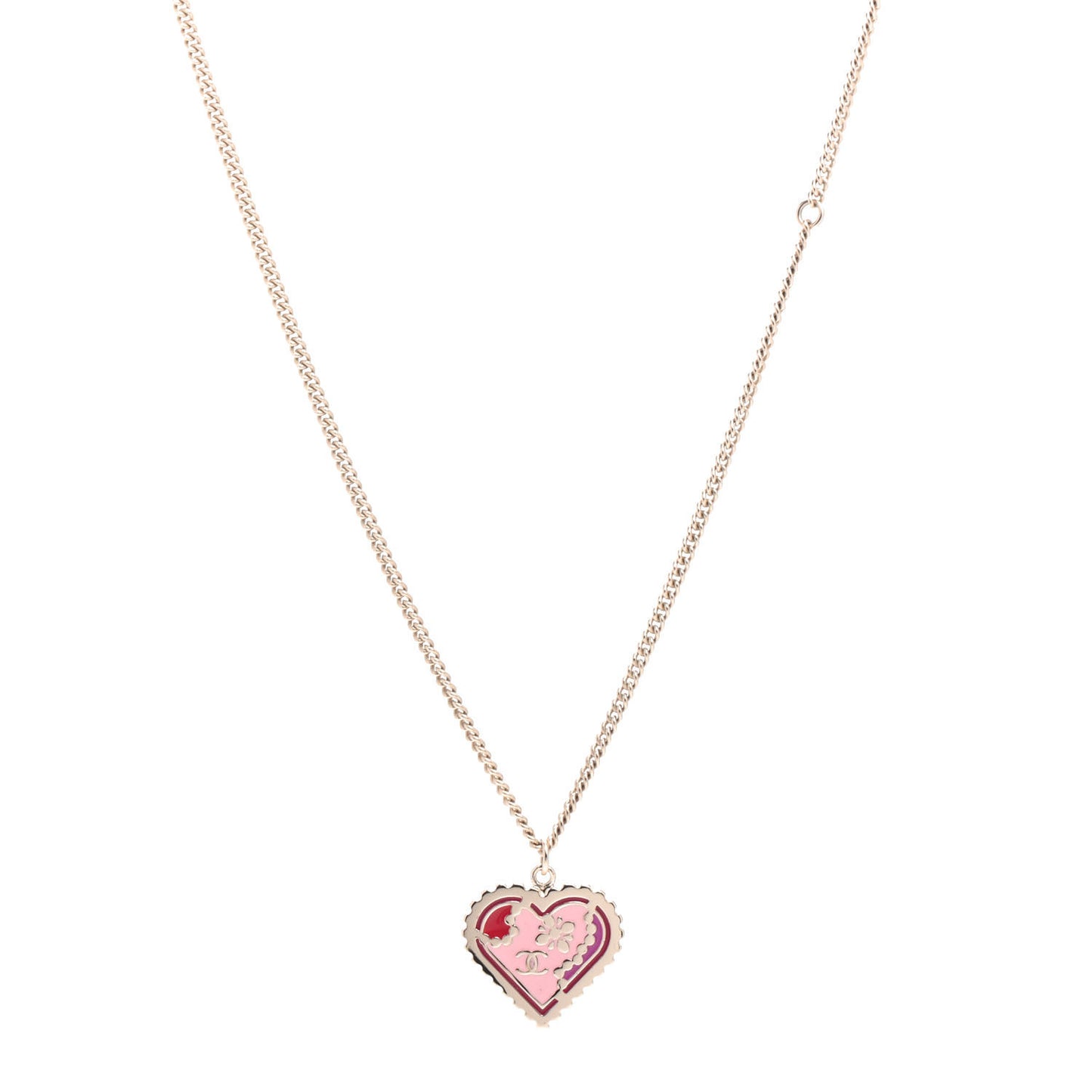 Enamel Heart CC Necklace Gold
