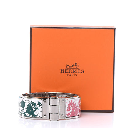 Hermes Enamel Printed Wide Cheval Surprise Hinged Bracelet S Baroque 7 of 7