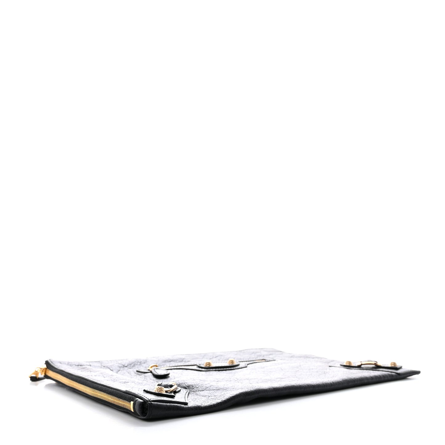 Agneau Giant 12 Gold Hardware Pouch Clutch Black