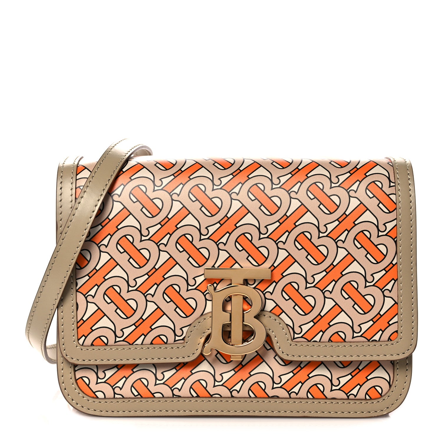 Burberry Calfskin Monogram Small TB Bag Bright Orange 1 of 14