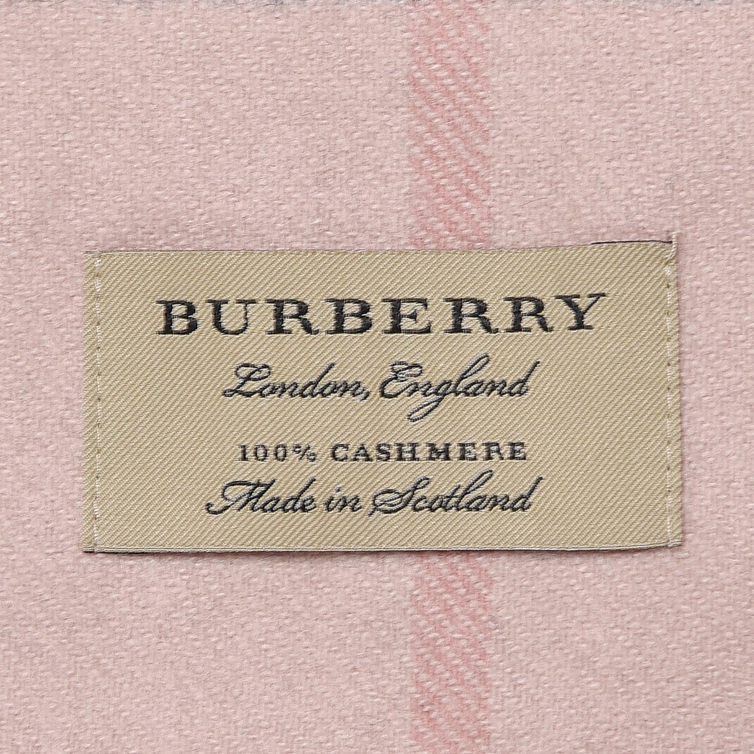 Burberry Cashmere Giant Check Fringe Scarf Ash Rose 4 of 5