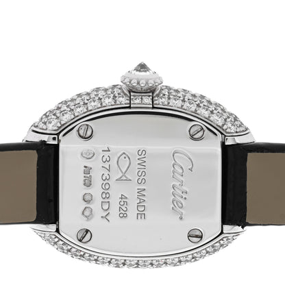 Cartier 18K White Gold Calfskin Diamond Bezel 19mm Baignoire Quartz Watch 4 of 5