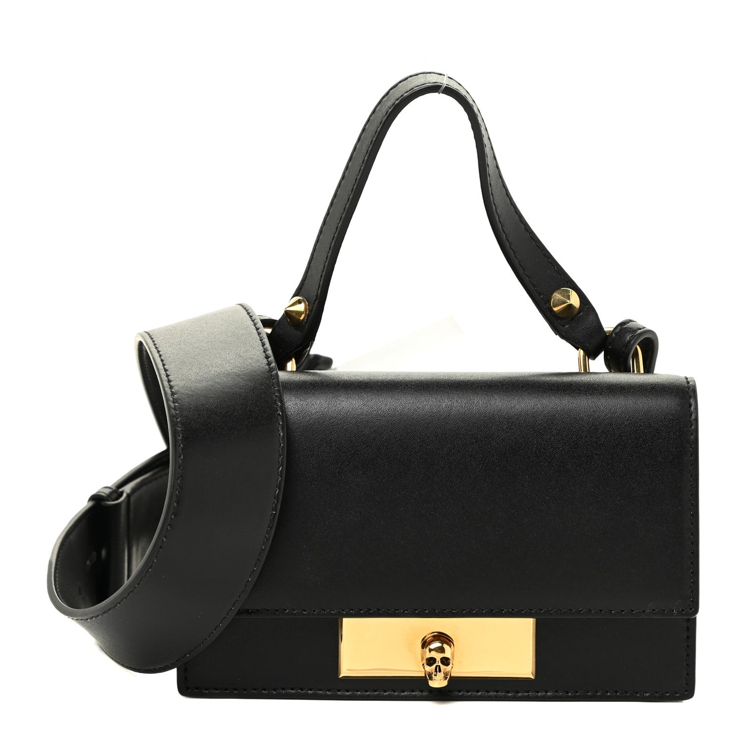 Calfskin Skull Lock Mini Crossbody Bag Black
