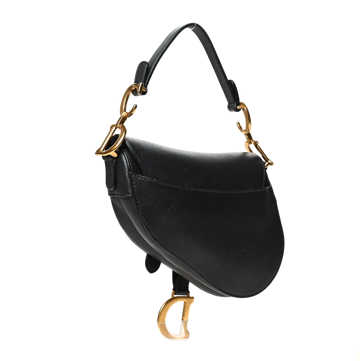 Grained Calfskin Mini Saddle Bag Black
