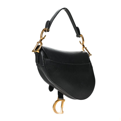 Christian Dior Grained Calfskin Mini Saddle Bag Black 2 of 11