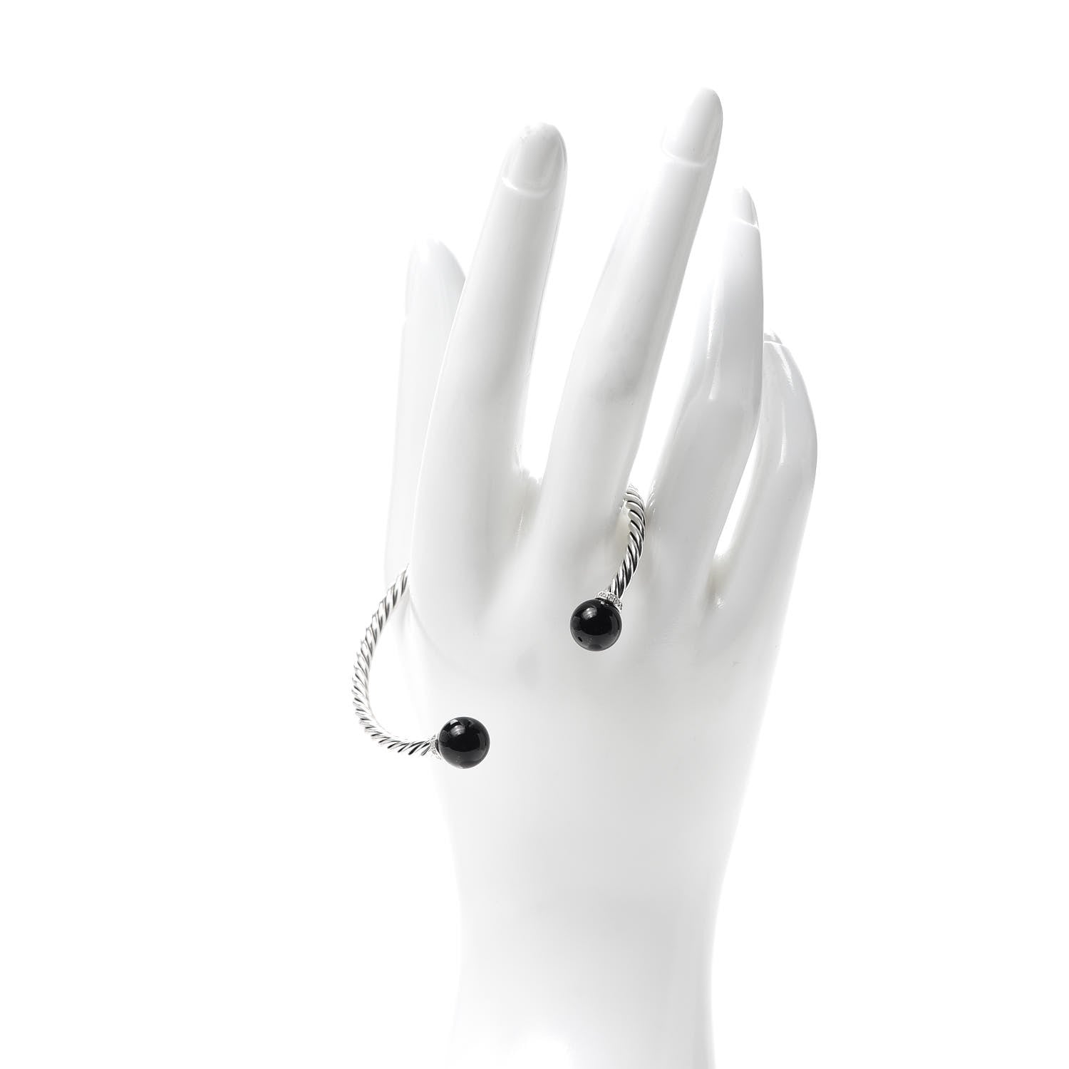 David Yurman Sterling Silver Diamond Onyx 9mm Solari Bracelet 2 of 4