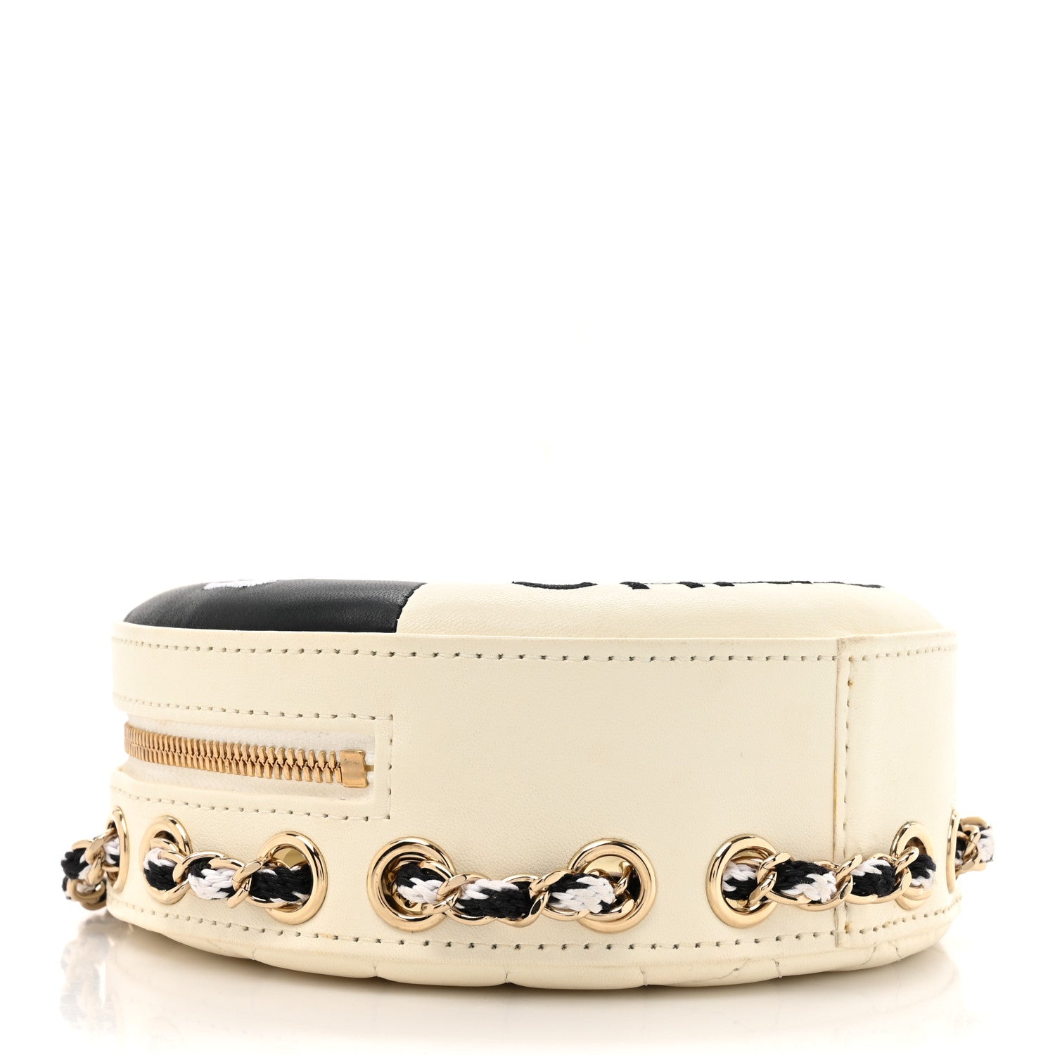 Chanel Lambskin Coco Lifesaver Round Bag Black White 4 of 14