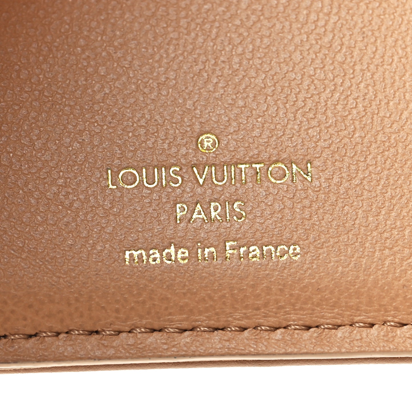 Lambskin Embossed Monogram Lou Coussin Wallet Camel