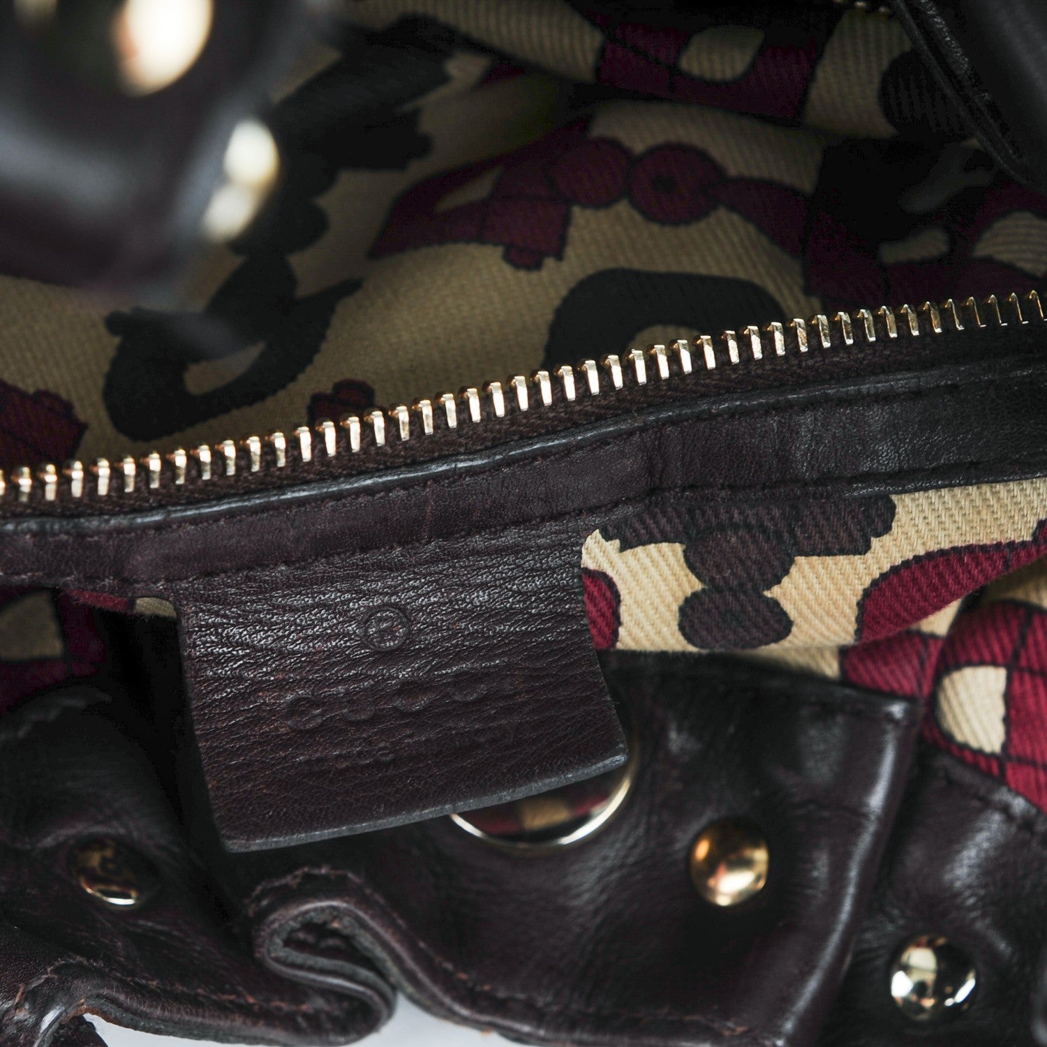Gucci Guccissima Studded Pelham Shoulder Bag Dark Brown 6 of 7