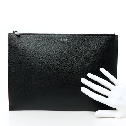 Saint Laurent Grain De Poudre Zipped Tablet Holder Black 2 of 8