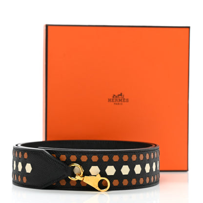 Hermes Epsom 40mm Hexagone Tressage Shoulder Strap Black Craie Gold 11 of 11